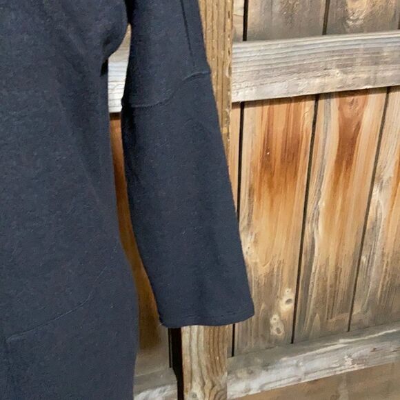 Lucky Brand Los Angeles dress career black 3/4 SL pockets soft midi Sz medium - Picture 5 of 8